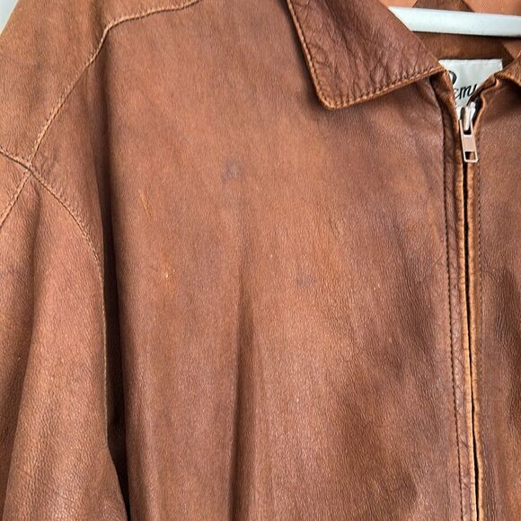Vintage 80's Remy Men’s Buttery Soft Leather Bomber Jacket Brown Size 42 - Picture 6 of 16